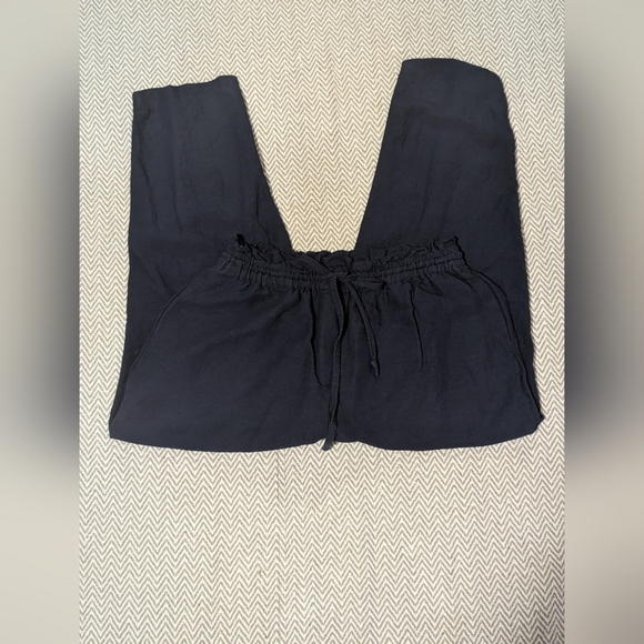 H&M Women's Linen Navy Joggers - Picture 6 of 8